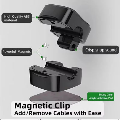 1 6Pcs Magnetic Cable Clips Cable Organiser Adjustable Cord Holder under Desk Organizing Wire Keeper Cable Management Holder